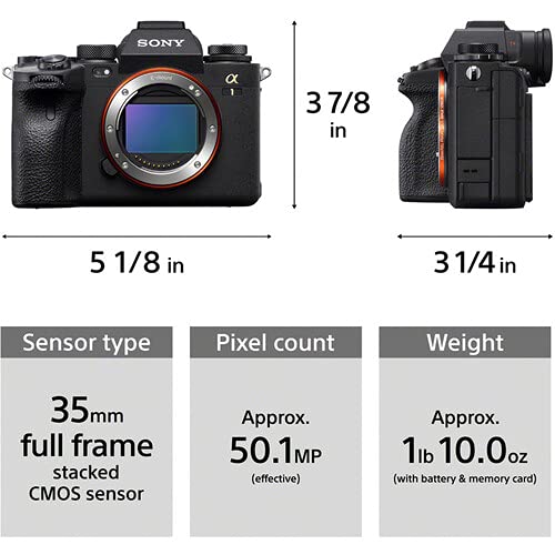 1 Full-Frame Mirrorless Camera Bundle with Extra Battery Camera Backpack Handy Case Tripod 2X 64GB Memory Card Hand Wrist Strap and More Camera Kit