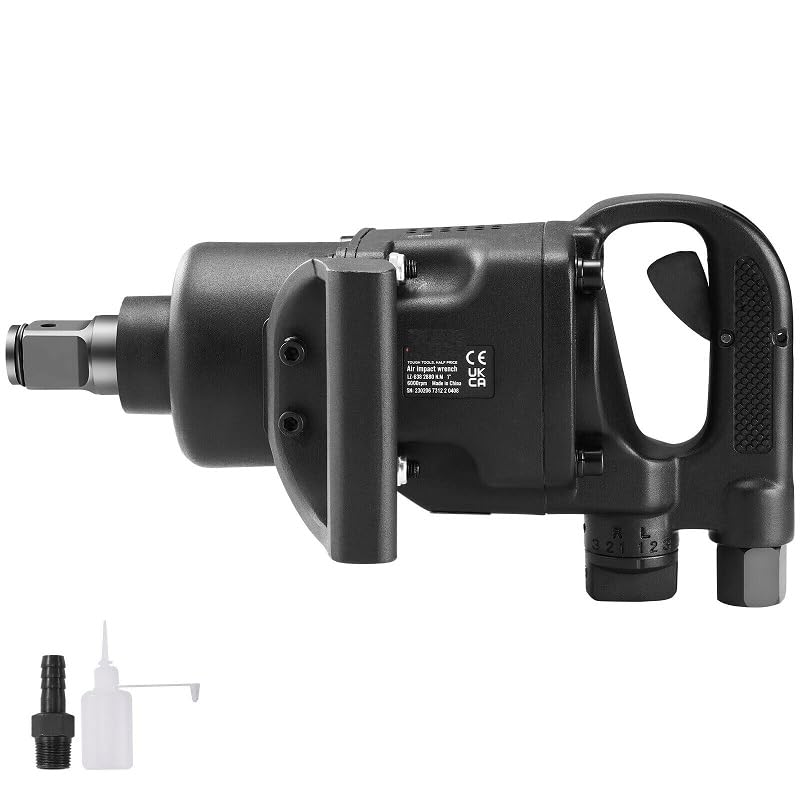 1 Inch Drive Impact Wrench 2730 ft-lbs Breakaway Torque 6000 RPM Twin Hammer