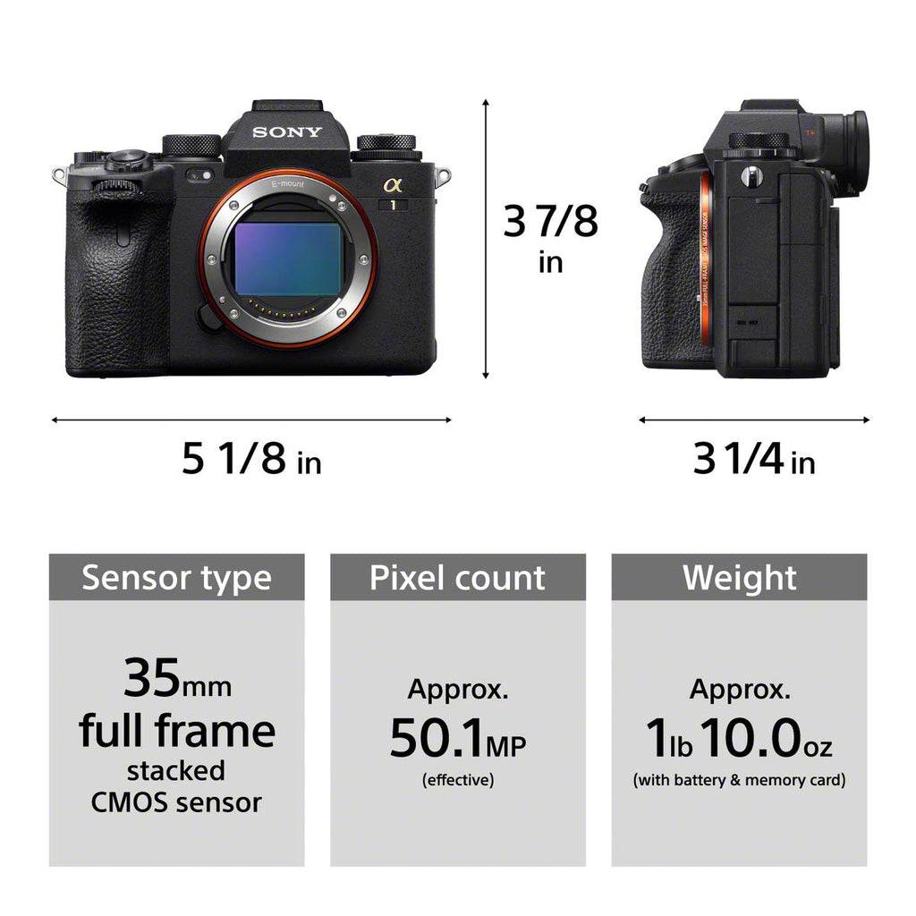 1 Full-Frame Mirrorless Camera Body Only Black Renewed High Resolution Professional Digital Camera for Photography and Videography