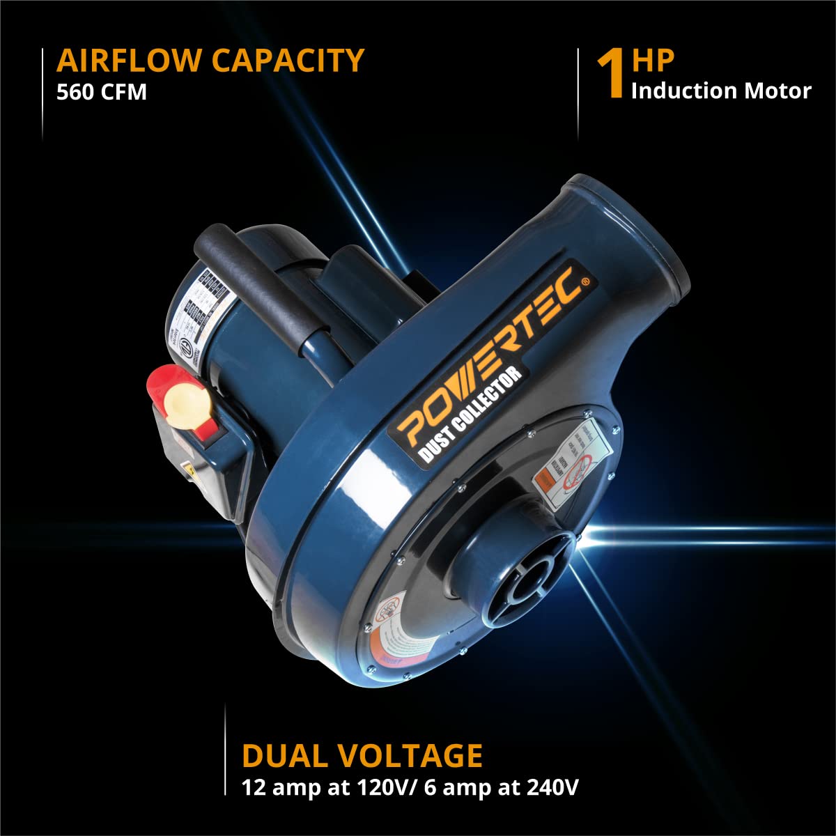 1 HP 560 CFM Wall Mount Dust Collector with 1 Micron Dust Collector Bags for Woodworking Dust Collection System