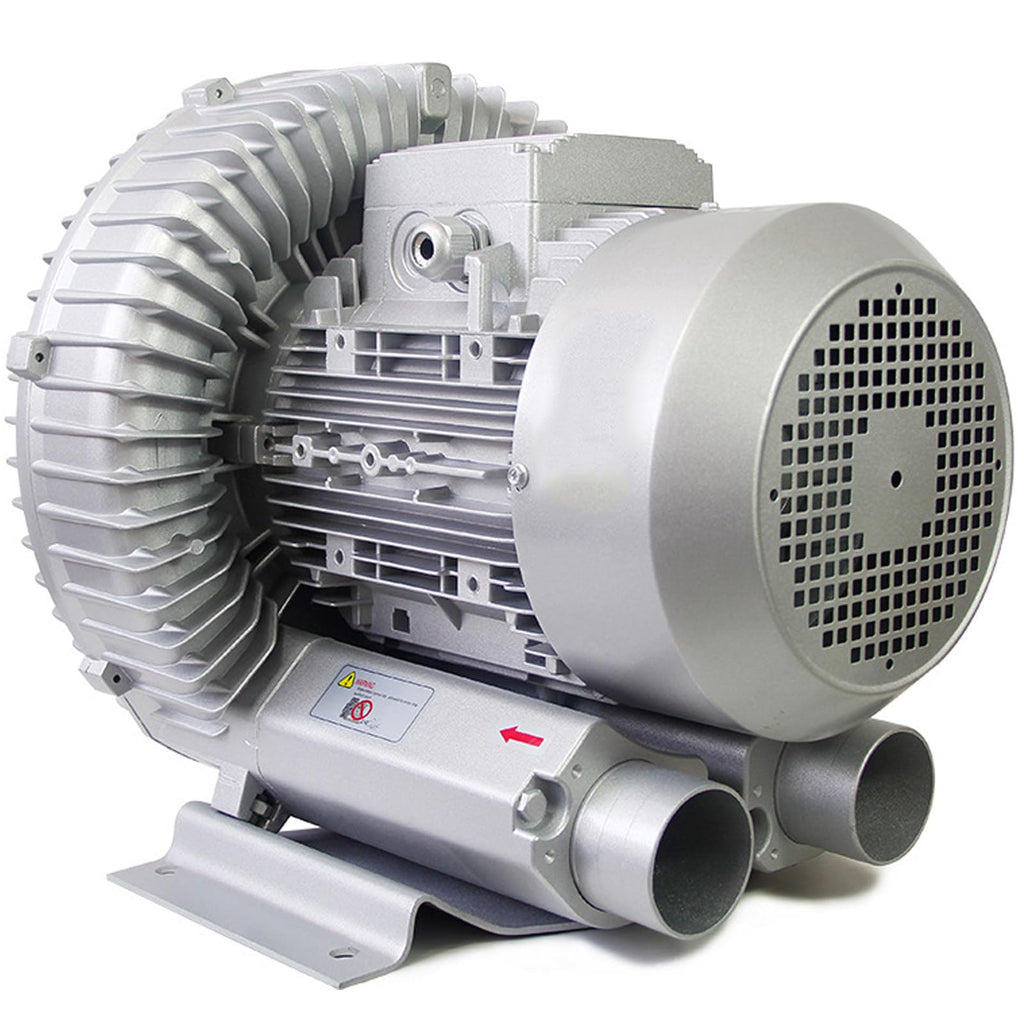 0.16-2.01HP Regenerative Blower, 110V 60Hz Single Phase, Large Airflow High-Pressure Vortex Ring Blower for Sewage Aeration Aquarium Fish Pond, Aluminum Alloy, Silver, 750W/1.01HP