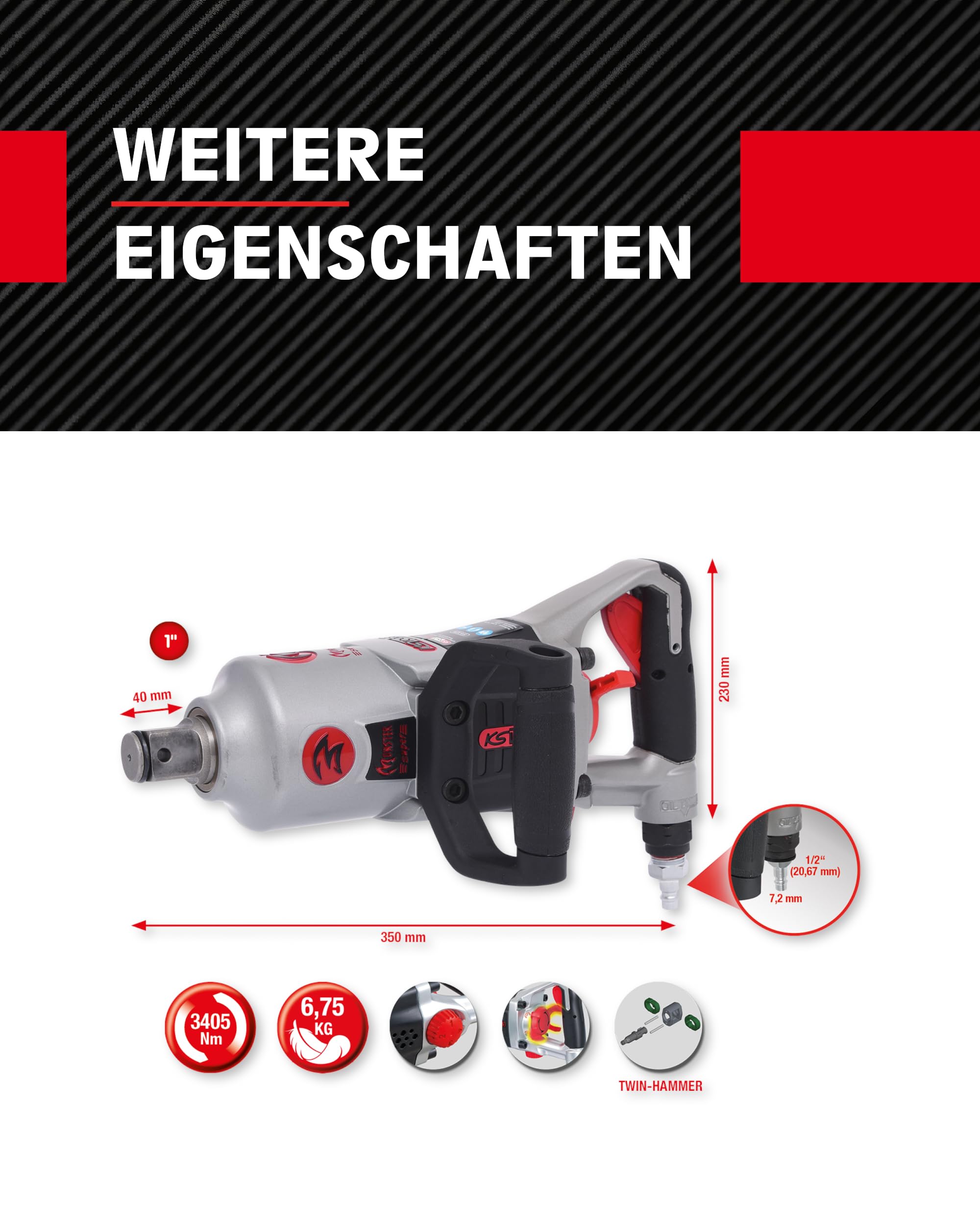 1 inch high performance impact wrench 3405 Nm