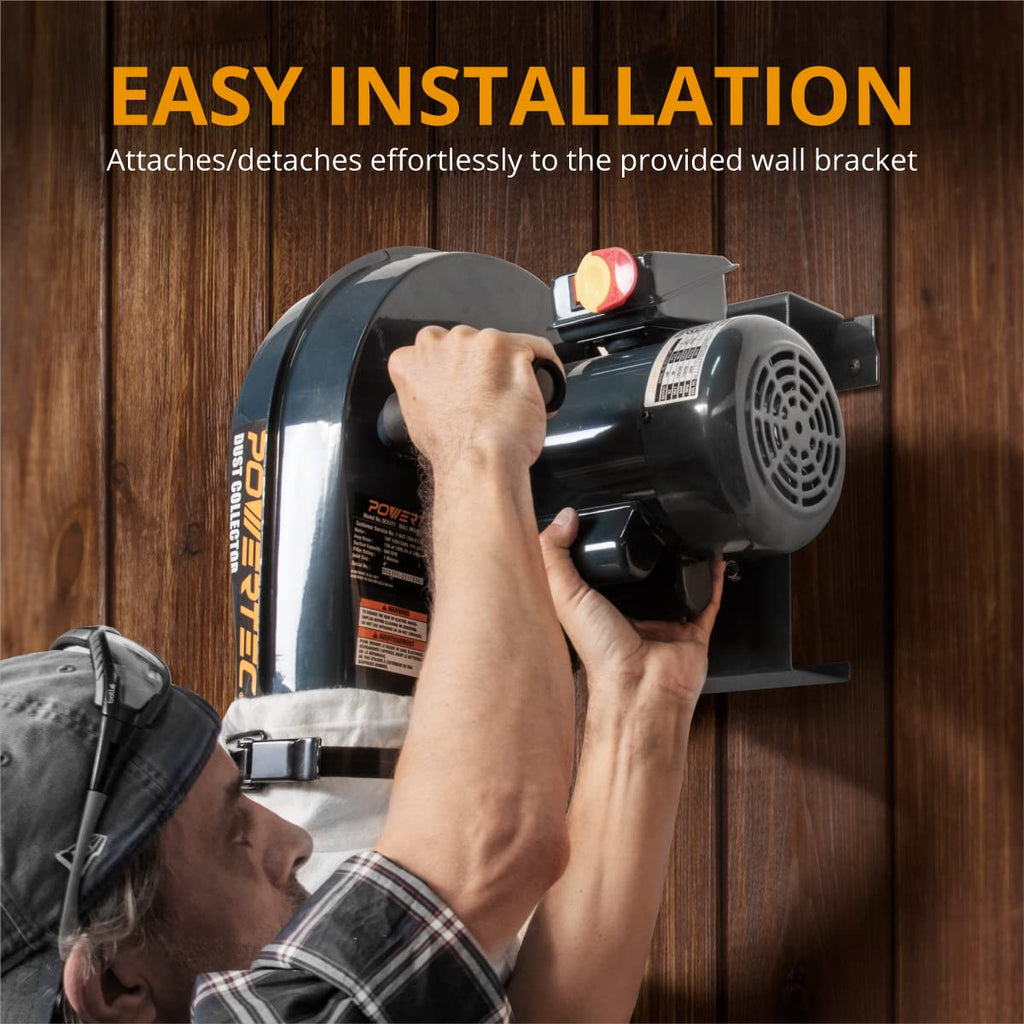 1 HP 560 CFM Wall Mount Dust Collector with 1 Micron Dust Collector Bags for Woodworking Dust Collection System