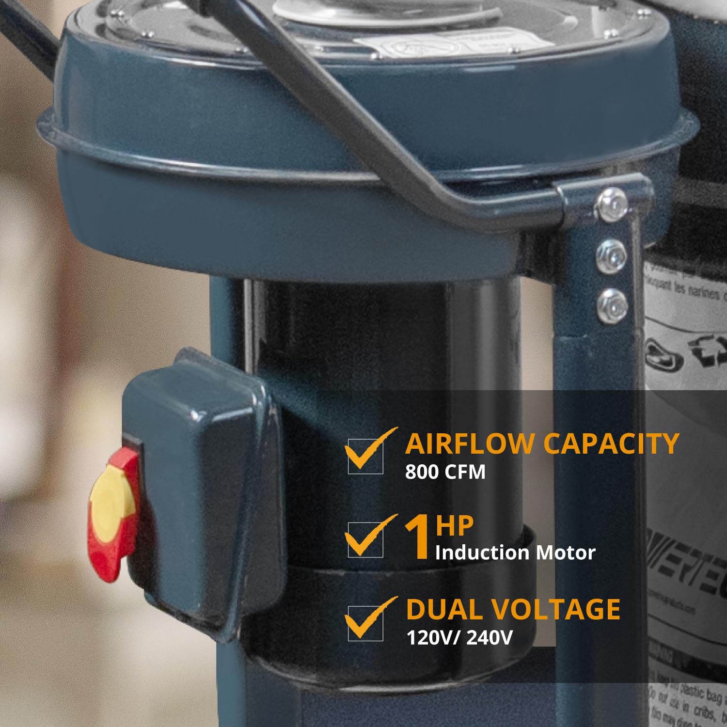 1 HP Dust Collector with 1 Micron Dust Collector Bags and Mobile Base, Dust Collectors with 800 CFM for Woodworking Dust Collection System