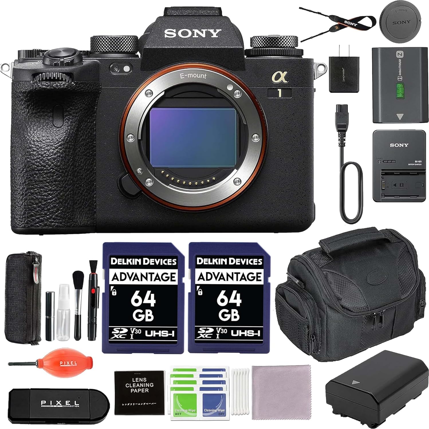 1 Full-Frame Mirrorless Camera Bundle with 2X 64GB SD Card Extra Battery Gadget Bag Card Reader and More Professional Digital Photography Kit
